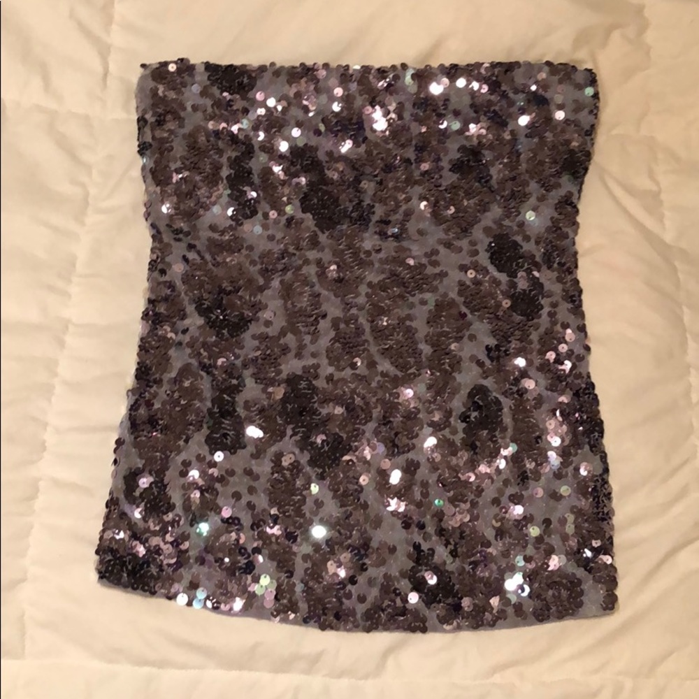 Express sequined gray tube top